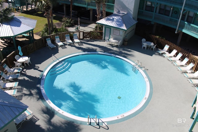 view of pool with a gazebo and a patio