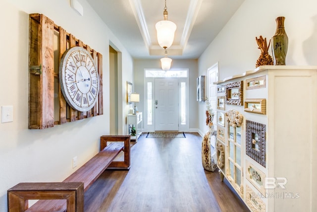 11547 Thistledown Loop, Spanish Fort, AL 36527 - entryway with dark wood-style flooring and a raised ceiling