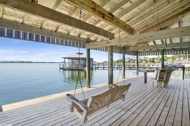 view of dock featuring a water view