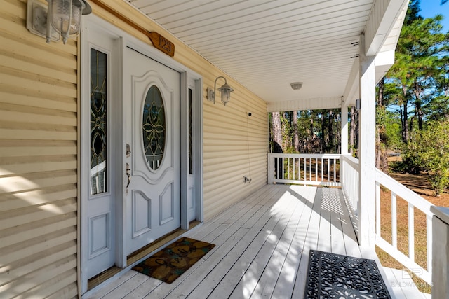 deck featuring a porch