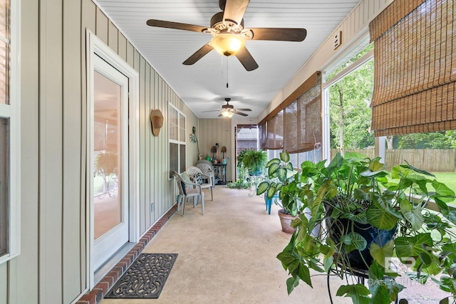 22091 Pecan Loop, Silverhill, AL 36576 - sunroom / solarium with ceiling fan and wood walls