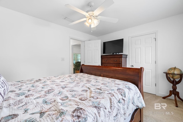 22091 Pecan Loop, Silverhill, AL 36576 - bedroom with light carpet and ceiling fan