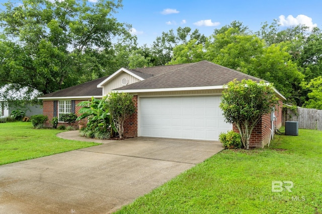 22091 Pecan Loop, Silverhill, AL 36576 - ranch-style home with brick siding, a garage, concrete driveway, and roof with shingles