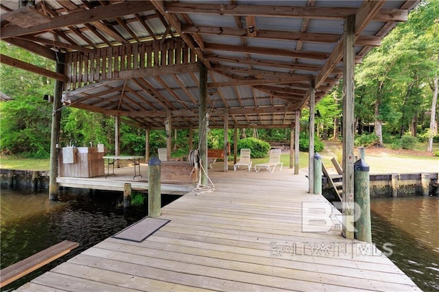 view of dock featuring a water view