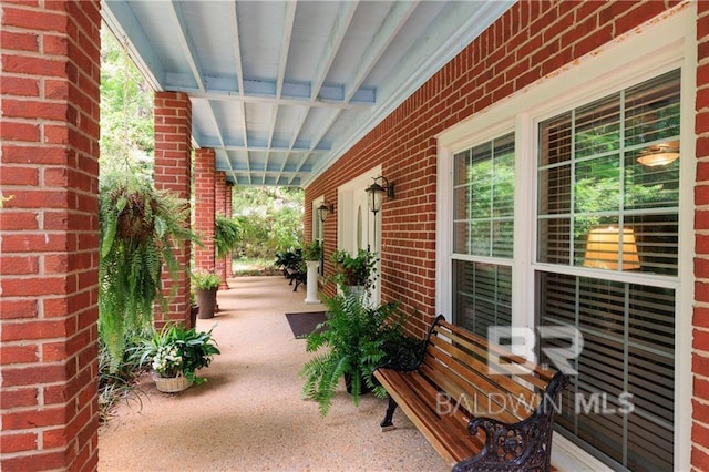 view of terrace featuring a porch