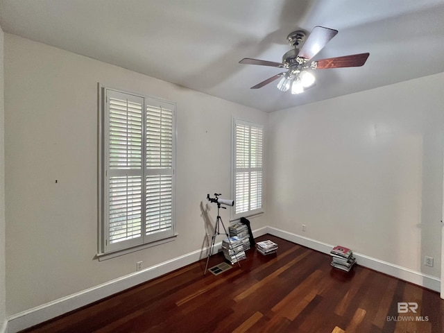 151 Mockingbird Ln, Atmore, AL 36502 - unfurnished room with wood finished floors, baseboards, and a ceiling fan