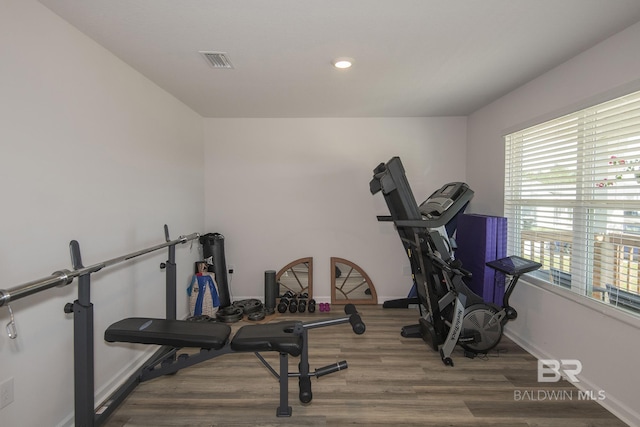 10909 Blacktail Loop, Pensacola, FL 32526 - exercise room featuring wood finished floors and recessed lighting