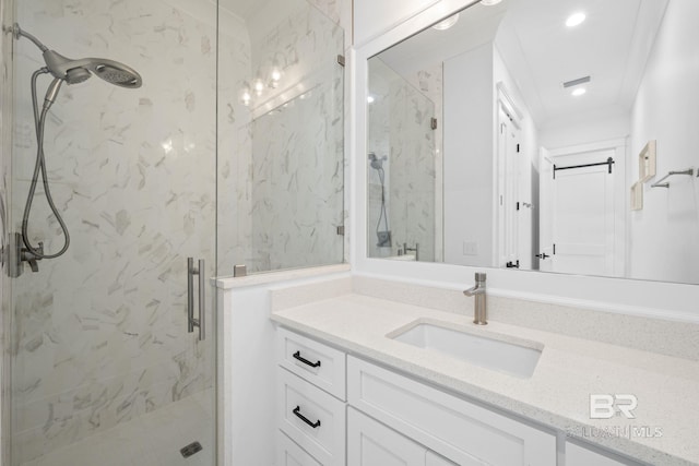 16761 Perdido Key Dr, Pensacola, FL 32507 - bathroom with vanity and a shower with shower door