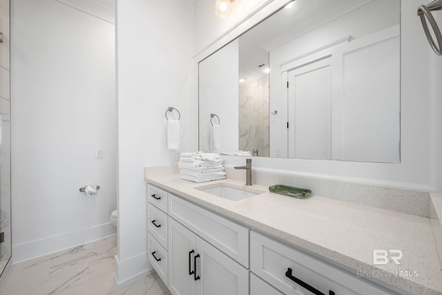 16761 Perdido Key Dr, Pensacola, FL 32507 - bathroom with vanity, a shower, and toilet