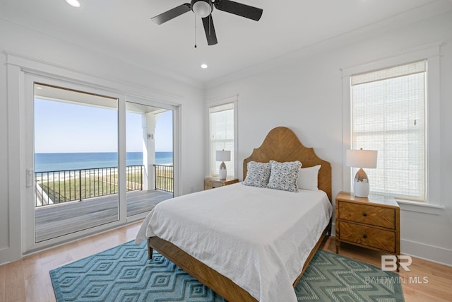 16761 Perdido Key Dr, Pensacola, FL 32507 - bedroom featuring a water view, multiple windows, and access to outside