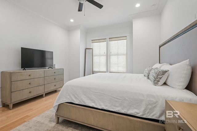 16761 Perdido Key Dr, Pensacola, FL 32507 - bedroom featuring ceiling fan, light hardwood / wood-style flooring, and crown molding