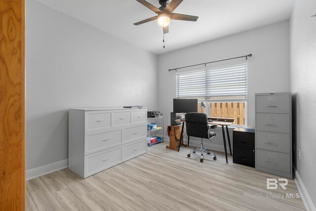 4175 Montague Dr, Gulf Shores, AL 36542 - office with light wood finished floors and a ceiling fan