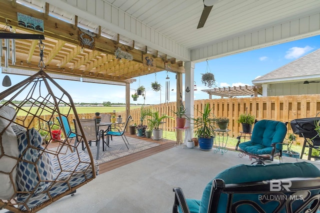 4175 Montague Dr, Gulf Shores, AL 36542 - view of patio with a pergola, outdoor dining space, and a ceiling fan
