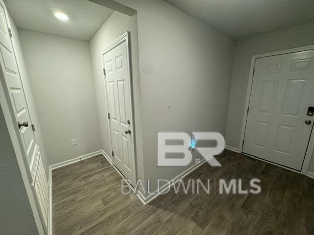 32807 N Pickens Ave, Lillian, AL 36549 - entrance foyer with dark wood-style flooring and baseboards