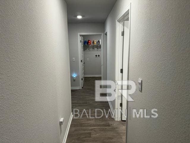 32807 N Pickens Ave, Lillian, AL 36549 - hall featuring a textured wall, wood finished floors, and baseboards