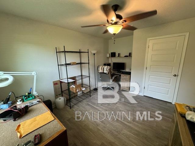 32807 N Pickens Ave, Lillian, AL 36549 - home office featuring ceiling fan and wood finished floors