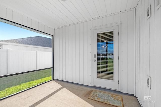 view of unfurnished sunroom