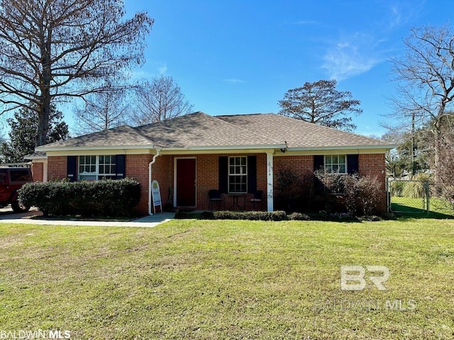 ranch-style home with a front yard