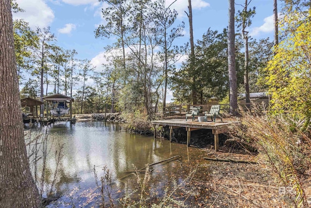 view of dock featuring a water view