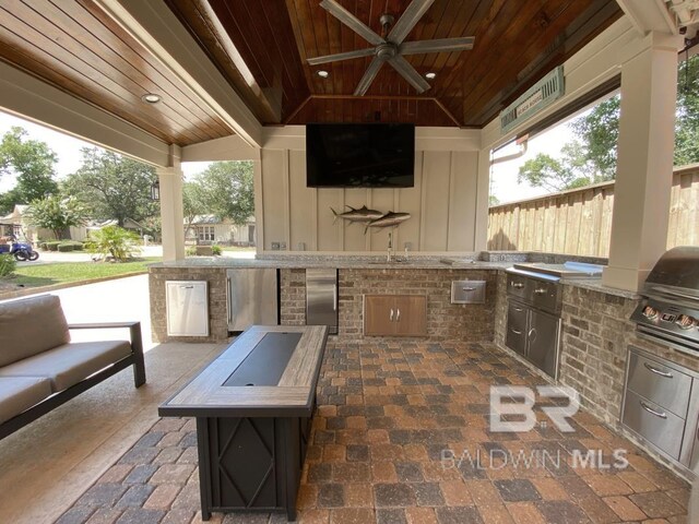 view of patio featuring outdoor dining space and a fenced backyard