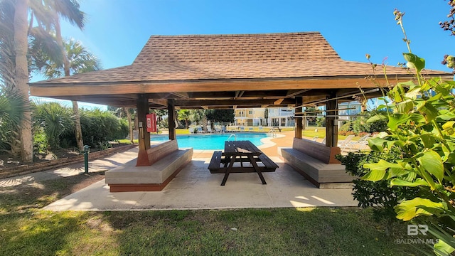 view of pool featuring a gazebo