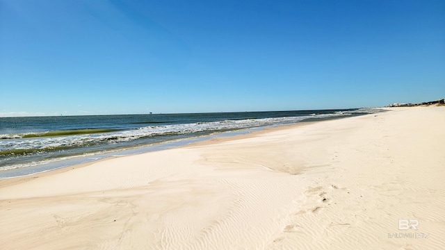 property view of water featuring a beach view