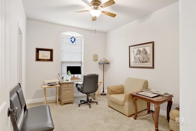 21105 Zinfandel Ln, Silverhill, AL 36576 - office space with light colored carpet, ceiling fan, and baseboards