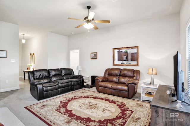 21105 Zinfandel Ln, Silverhill, AL 36576 - carpeted living room featuring ceiling fan and baseboards