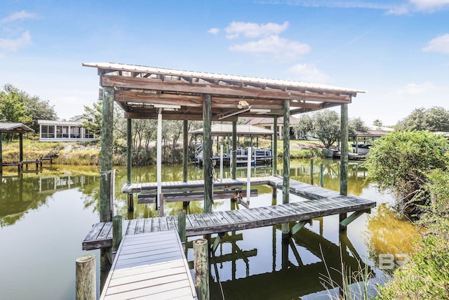 view of dock featuring a water view