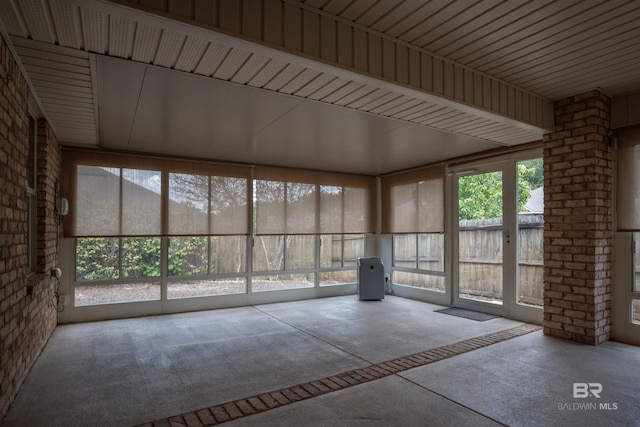 view of unfurnished sunroom