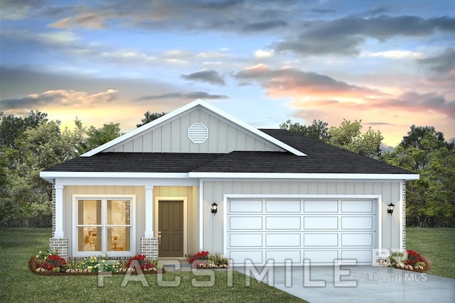 24950 Ponder Loop, Loxley, AL 36551 - view of front of property featuring roof with shingles, driveway, a front lawn, and a garage