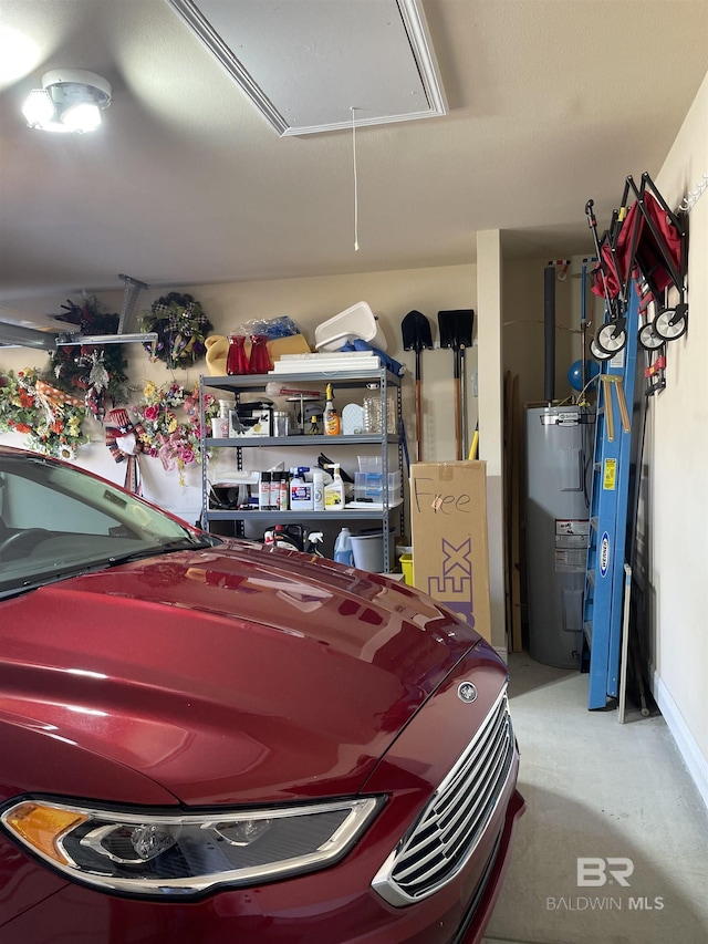 garage with water heater