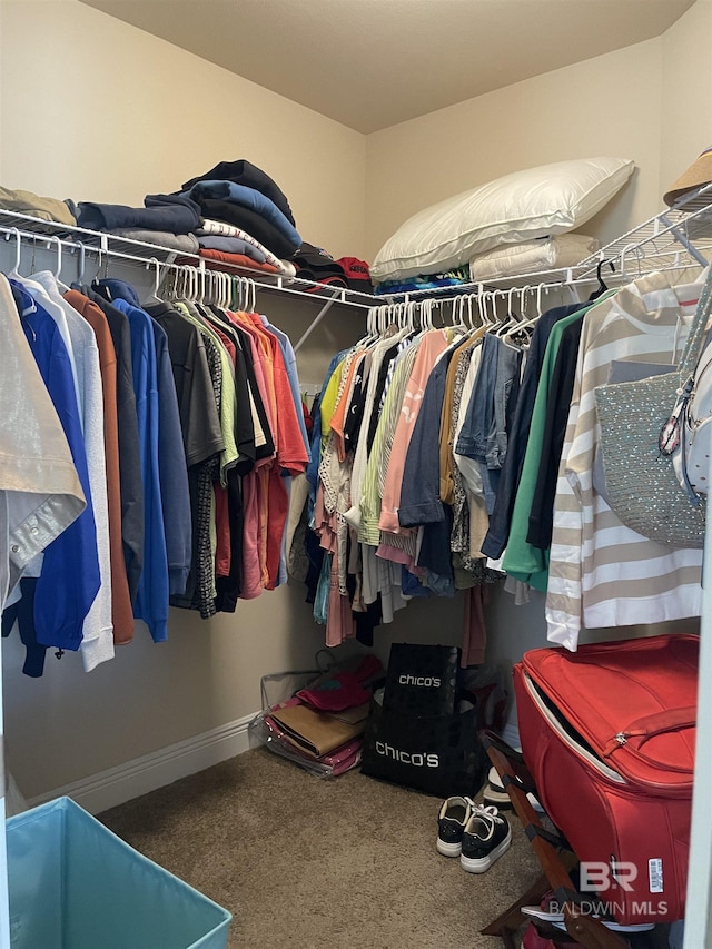 spacious closet with carpet flooring