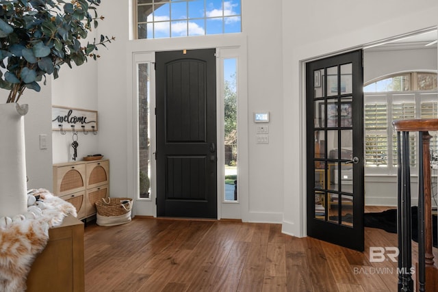 foyer with hardwood / wood-style flooring