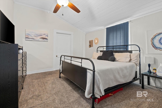 20 Hurlbert St, Mobile, AL 36607 - carpeted bedroom featuring ornamental molding, lofted ceiling, a ceiling fan, and baseboards