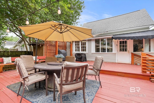 20 Hurlbert St, Mobile, AL 36607 - wooden terrace featuring outdoor dining space and fence