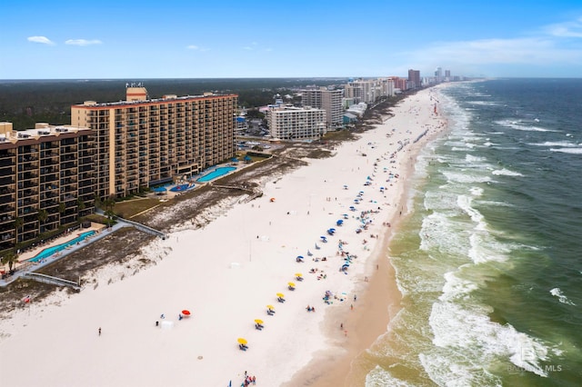24400 Perdido Beach Blvd Unit 701, Orange Beach, AL 36561 - drone / aerial view with a water view, a beach view, and a view of city