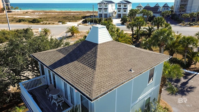 bird's eye view featuring a water view