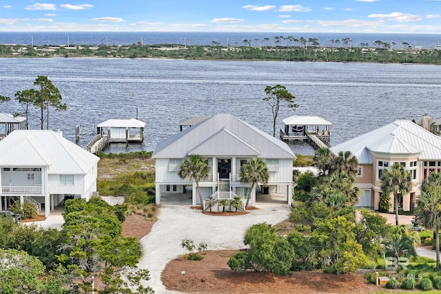 dock area featuring a water view