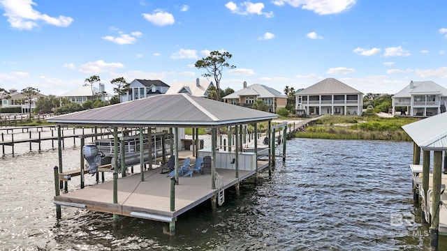 dock area featuring a water view