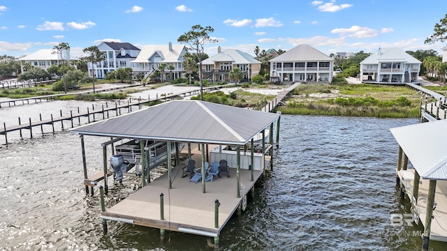 view of dock featuring a water view