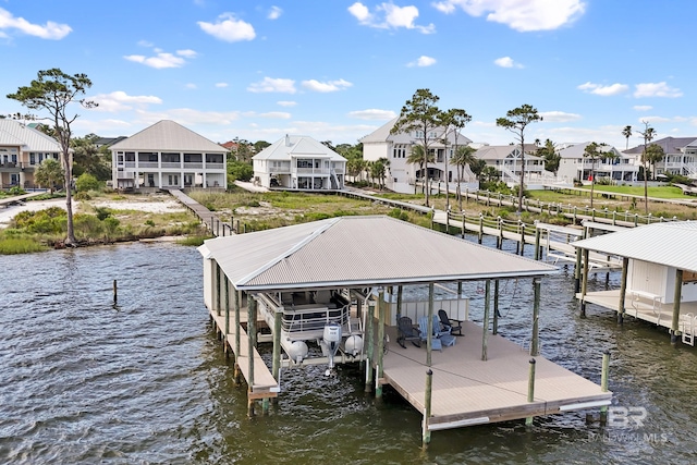 dock area featuring a water view