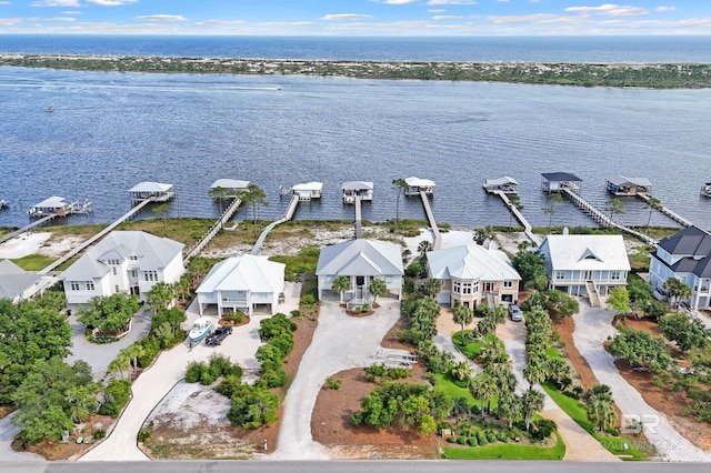 bird's eye view featuring a water view