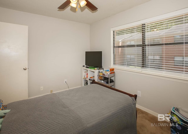 bedroom with carpet and ceiling fan