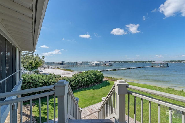 property view of water with a beach view