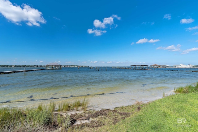 view of dock featuring a water view