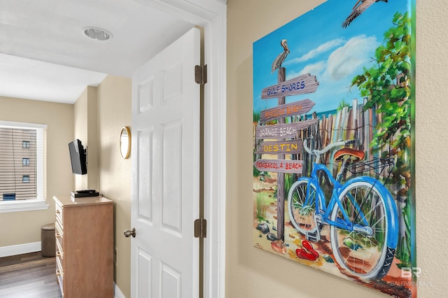 969 W Beach Blvd Unit 1306, Gulf Shores, AL 36542 - hallway featuring wood finished floors and baseboards