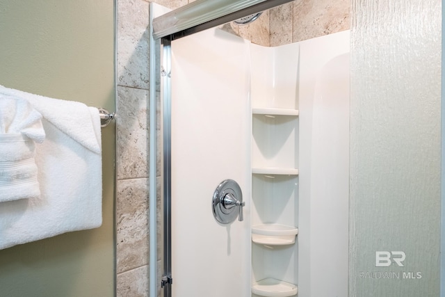 interior details with a stall shower