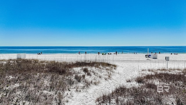 view of water feature with a view of the beach