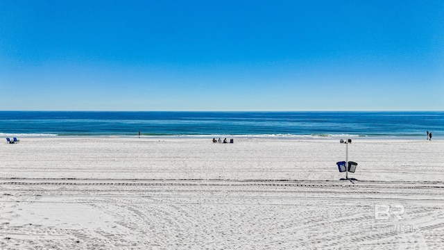 property view of water featuring a view of the beach